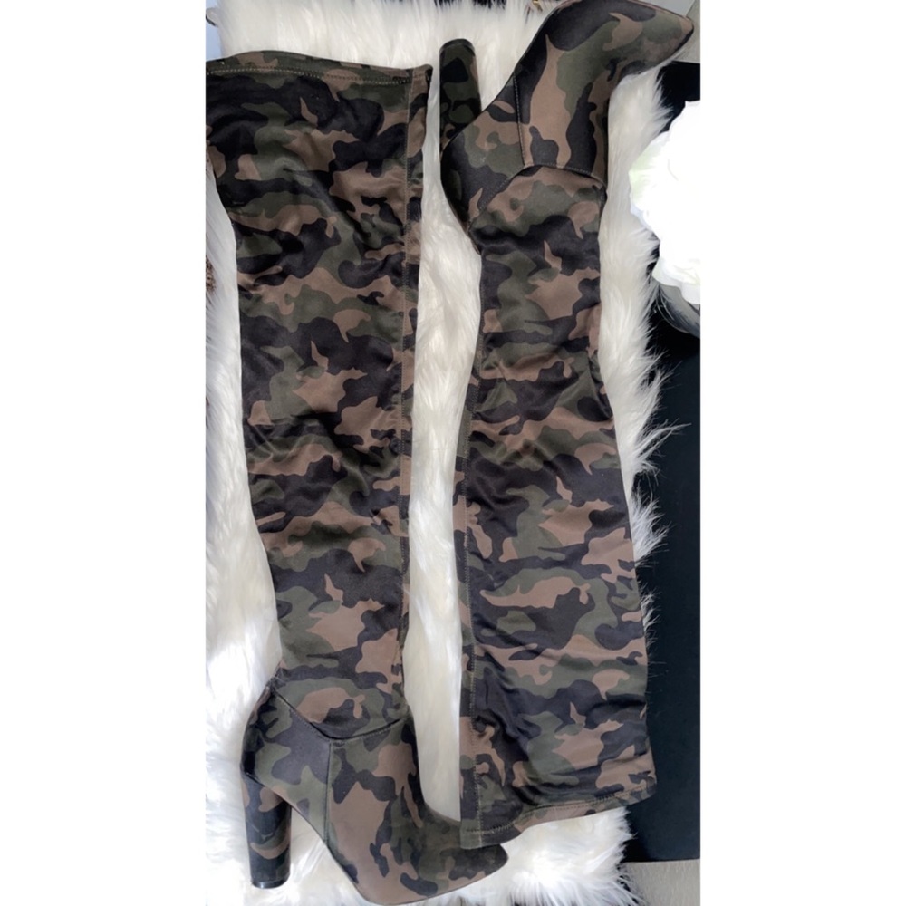 Thigh high camo boots
